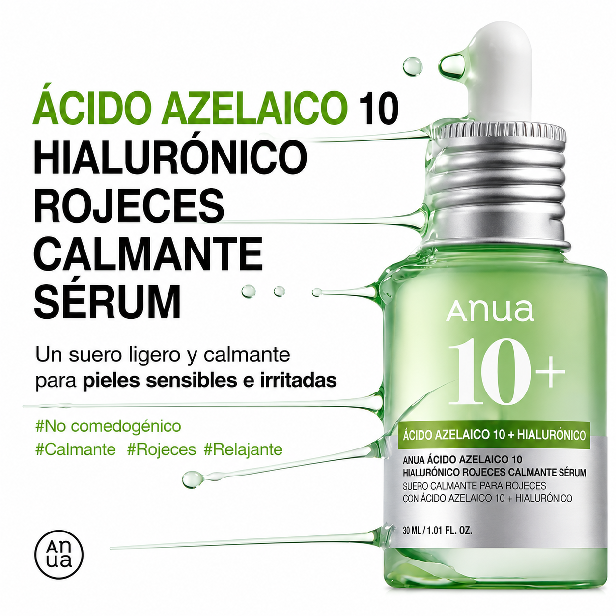 ANUA - AZELAIC ACID 10 HYALURON REDNESS SOOTHING SERUM